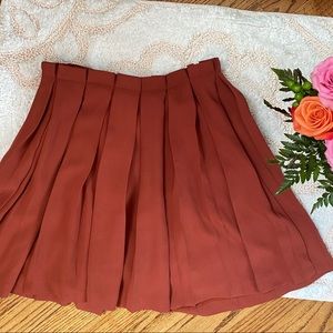 Small Pleated Mini Skirt - Burnt Orange/Rust Forever21